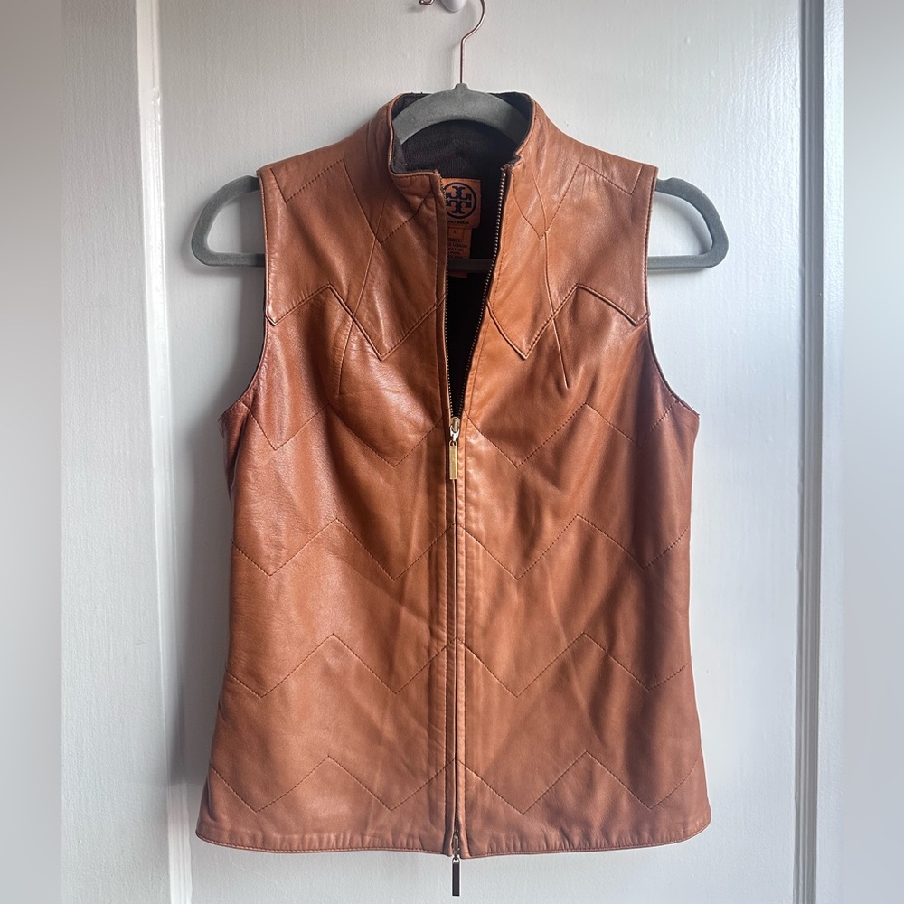 Tory Burch Cognac Leather Vest